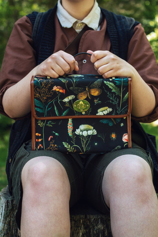 Moth Dark Floral Satchel