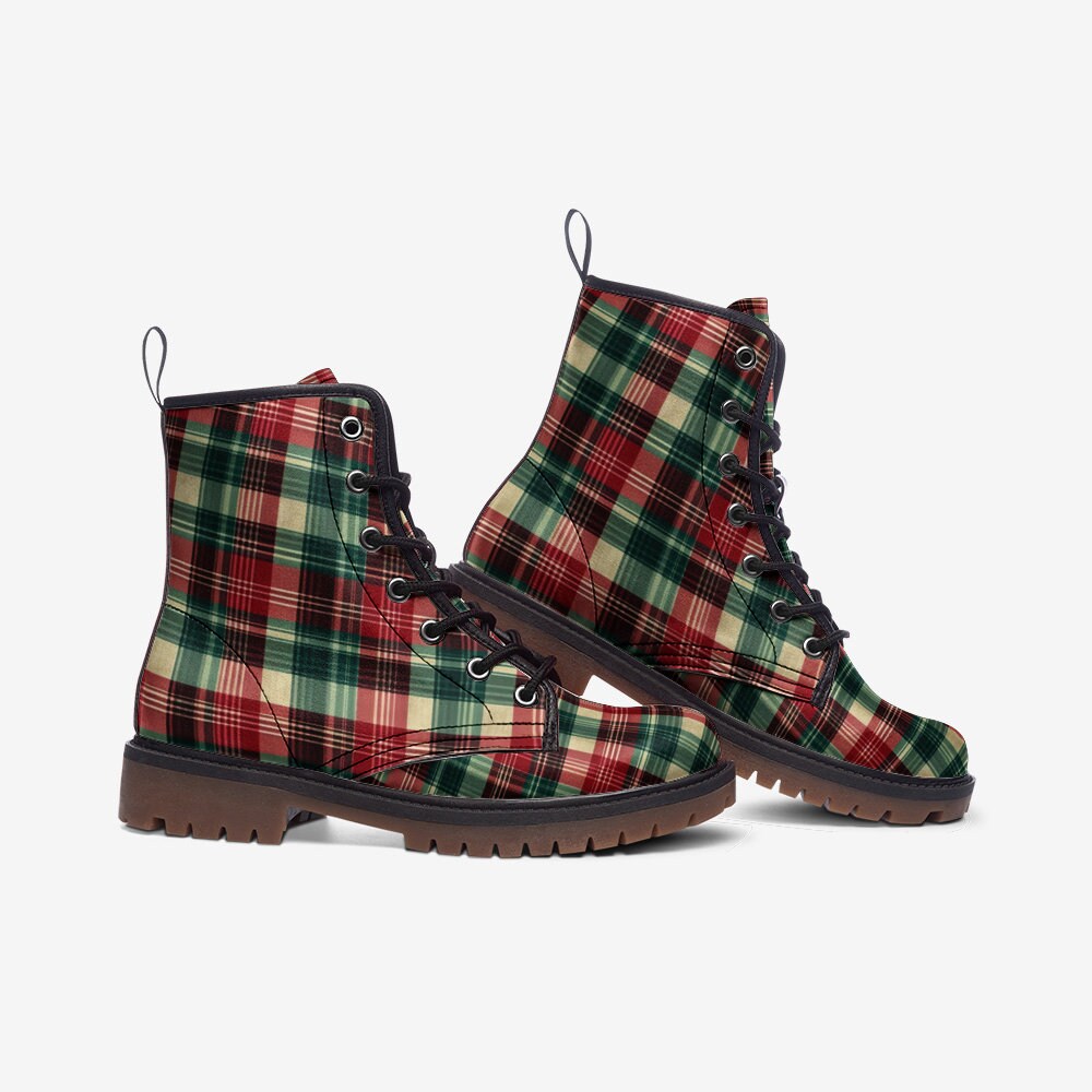 Christmas Plaid Combat Boots