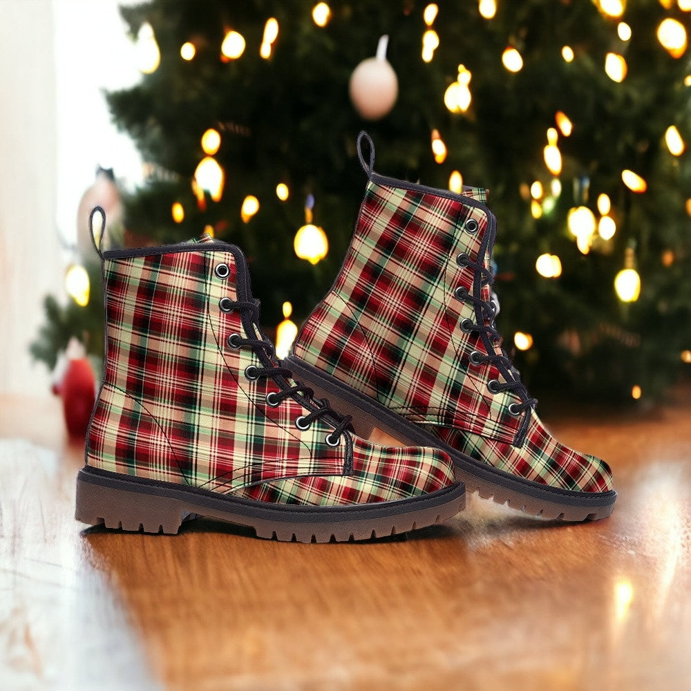 Christmas Plaid Combat Boots