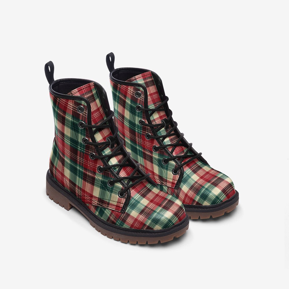 Christmas Plaid Combat Boots