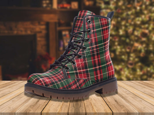 Christmas Tartan Plaid Combat Boots