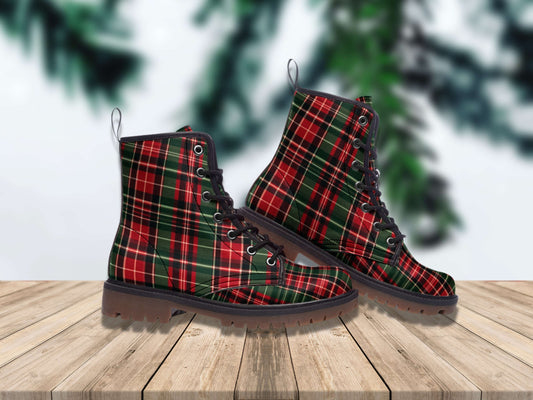 Christmas Tartan Plaid Combat Boots