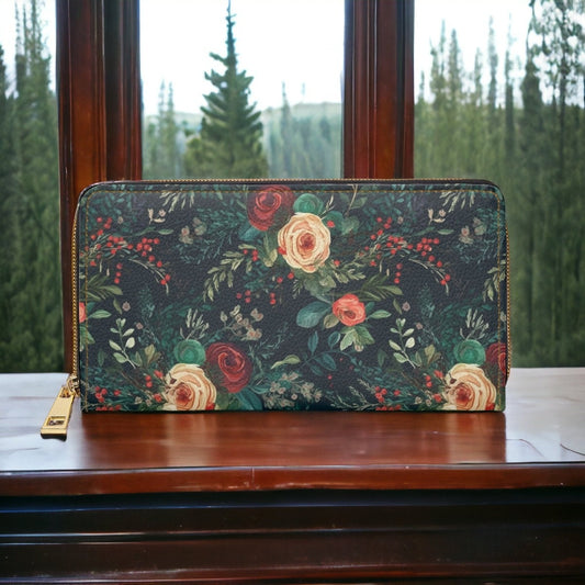 Vintage Christmas Floral Wallet