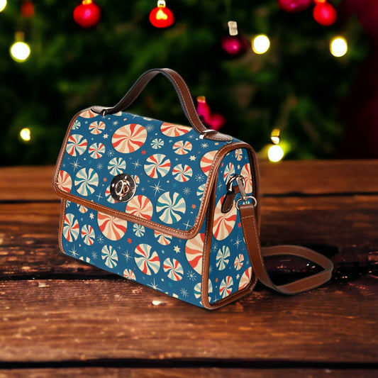 Canvas Crossbody Bag Mens Vintage Christmas Trees Purse Dark Academia Soft Leather Crossbody Bag Holiday Outfit Accessory