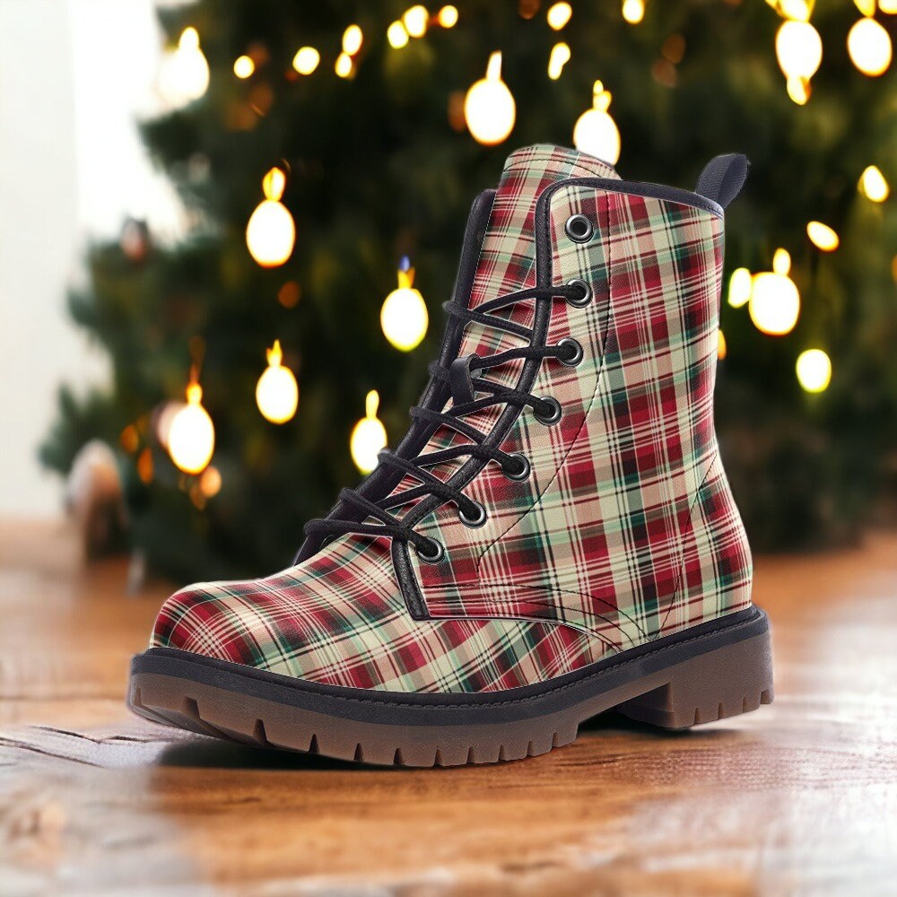 Christmas Plaid Combat Boots