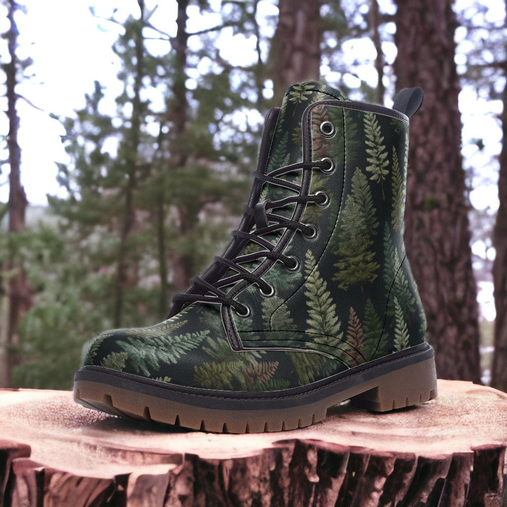 Combat Boots, Mens Leather Boots, Witch Shoes, Gift for Camping Lover, Women's Platform, Cottagecore, Dark Academia, Forestcore Shoes