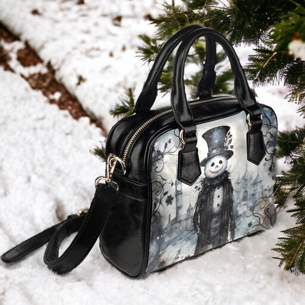 Gothic Snowman Novelty Purse Christmas Tree Bag Vegan Leather Purse Vintage Christmas Decorations 1950s Vintage Style Christmas