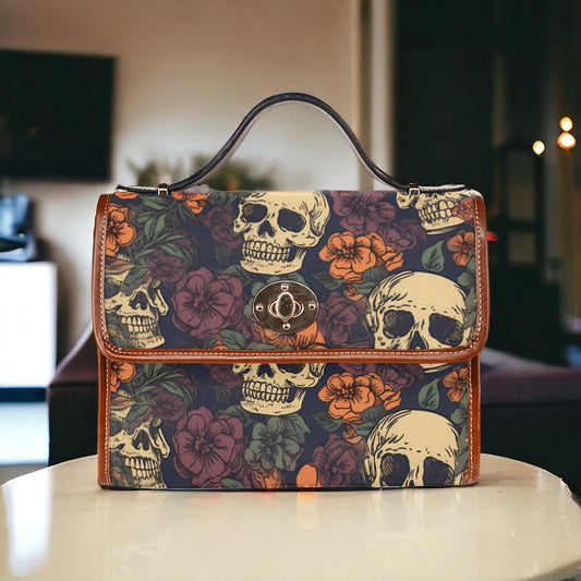 Floral Skull Purse Goth Satchel Gift Cute Women Cross Body Purse Everyday Bag Satchel Bag Men Crossbody Bags For Women Small Novelty Purse