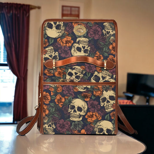 Floral Skull Purse Goth Satchel Gift Cute Women Cross Body Purse Everyday Bag Satchel Bag Men Crossbody Bags For Women Small Novelty Purse