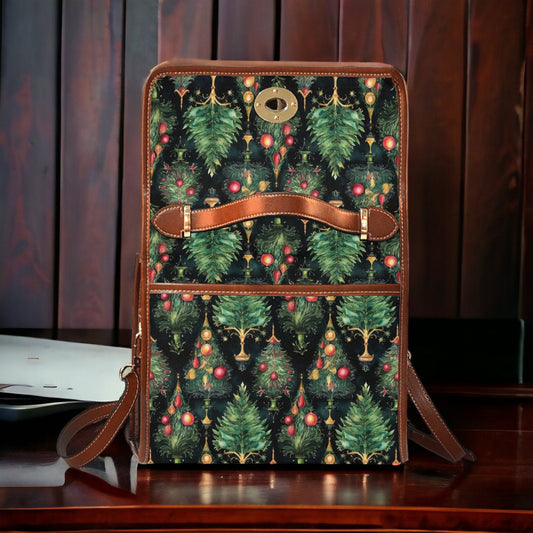 Canvas Crossbody Bag Mens Vintage Christmas Trees Purse Dark Academia Soft Leather Crossbody Bag Holiday Outfit Accessory