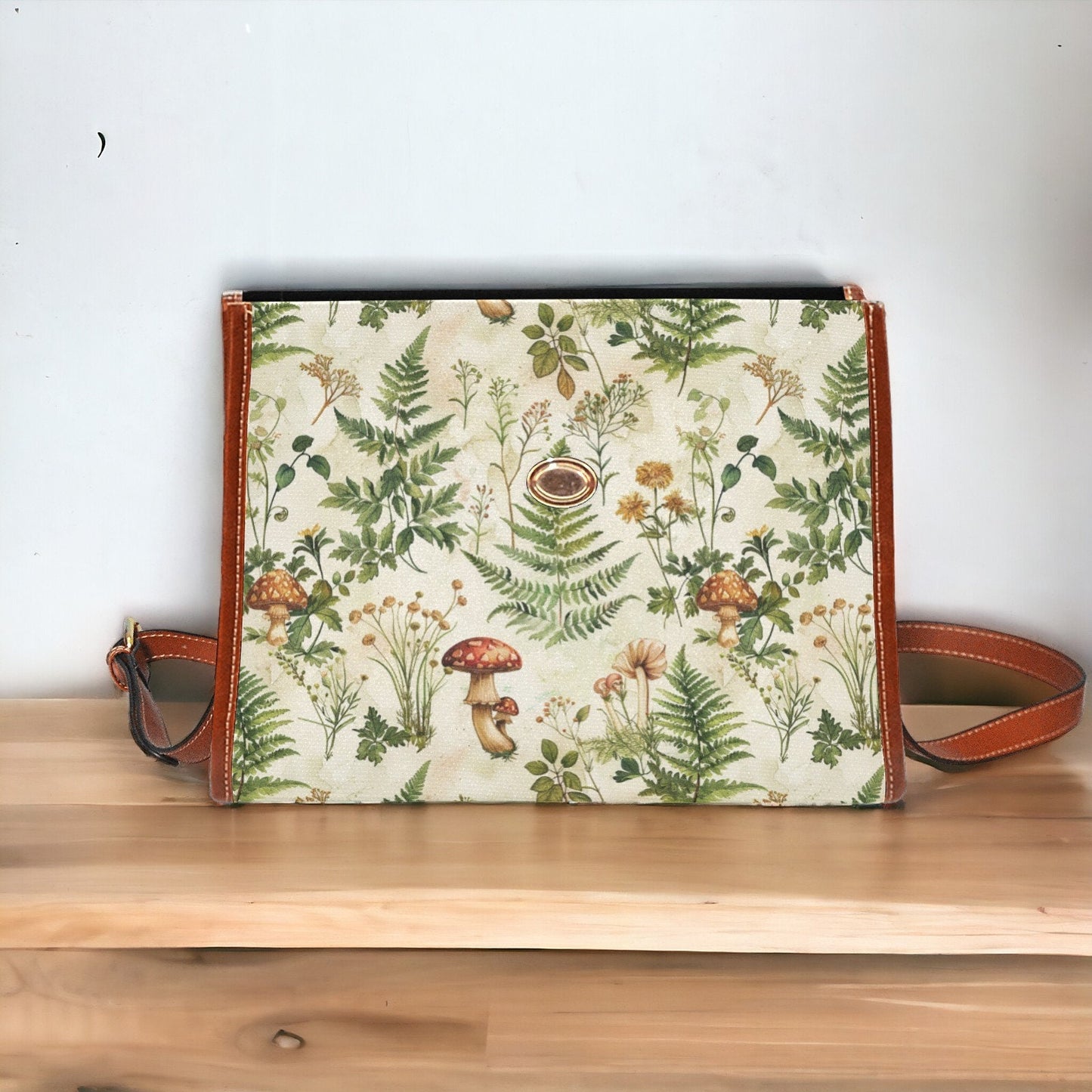 Canvas Crossbody Bag, Mushroom Purse, Cottagecore, Hand Bag, Gift for Fox Lovers, Mens Crossbody Bag, Enchanted Forest, Forestcore Gift