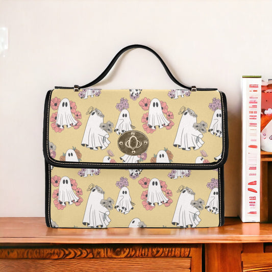 Canvas Halloween Bag Cute Floral Ghost Purse October Crossbody Gift for Witchy Lovers Weekender Bag Women Weekend Bag