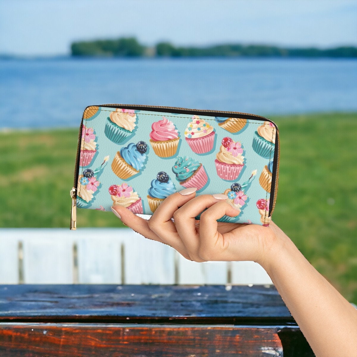 Cupcakes Wallet, Vegan Gifts For Her, Vegan Leather, Credit Card Wallet, Slim Leather Wallet, Women Wallet, Cash Wallet, Cute Wallet,