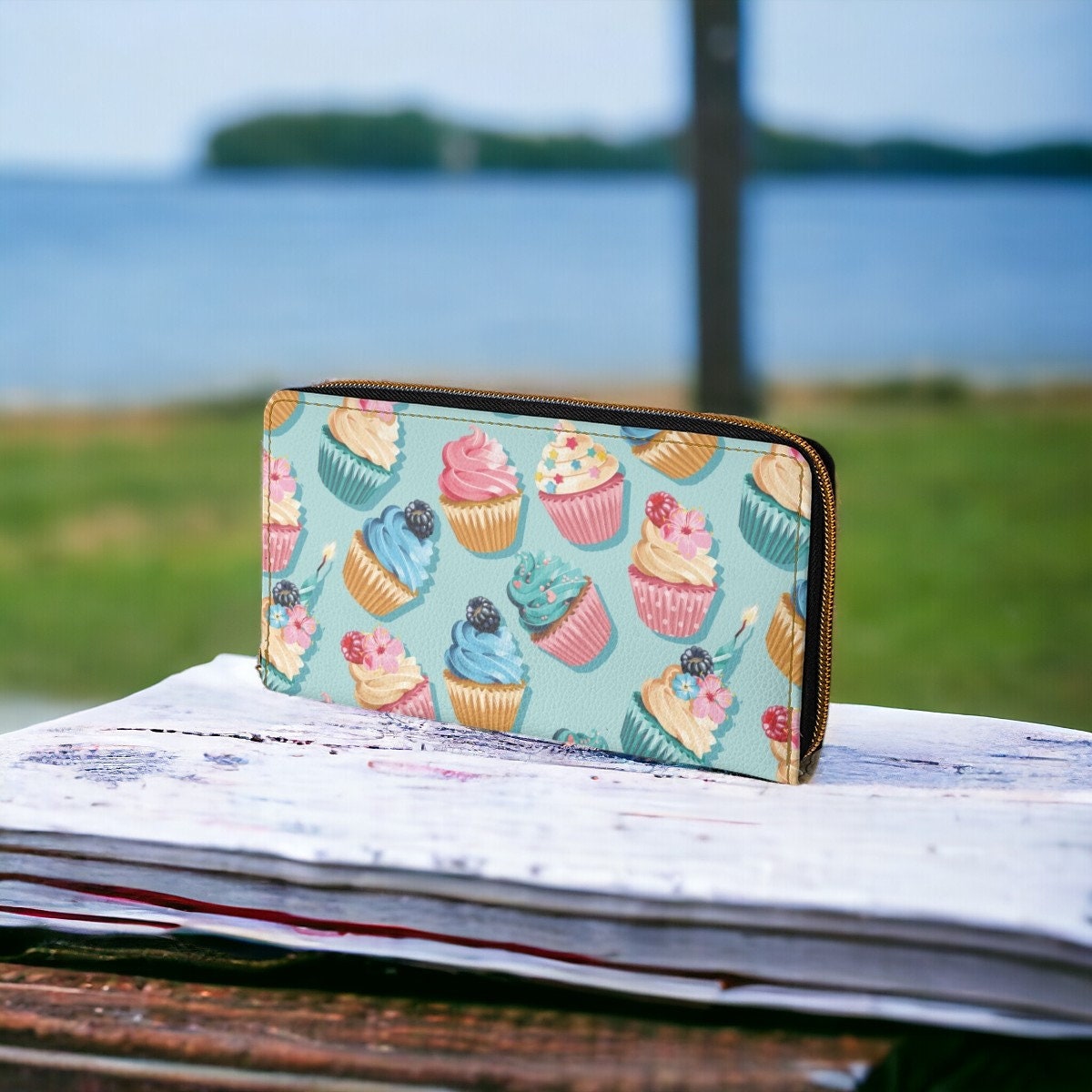 Cupcakes Wallet, Vegan Gifts For Her, Vegan Leather, Credit Card Wallet, Slim Leather Wallet, Women Wallet, Cash Wallet, Cute Wallet,