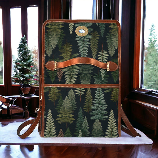 Canvas Crossbody Bag, Enchanted Forest, Mens Crossbody Bag, Large Crossbody Bag, Satchel Bag, Vegan Crossbody Bag, Forestcore, Cabincore