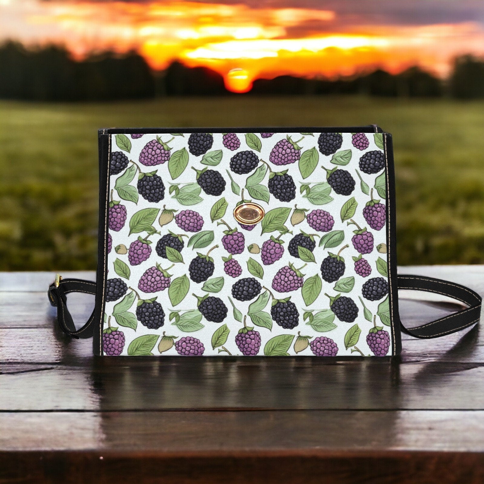 Satchel, Canvas Crossbody Bag, Moody Purse, Tote Bag, Cross Body Bag, Fruit Bag, Summer Purse, Blackberries Bag, Raspberry Purse