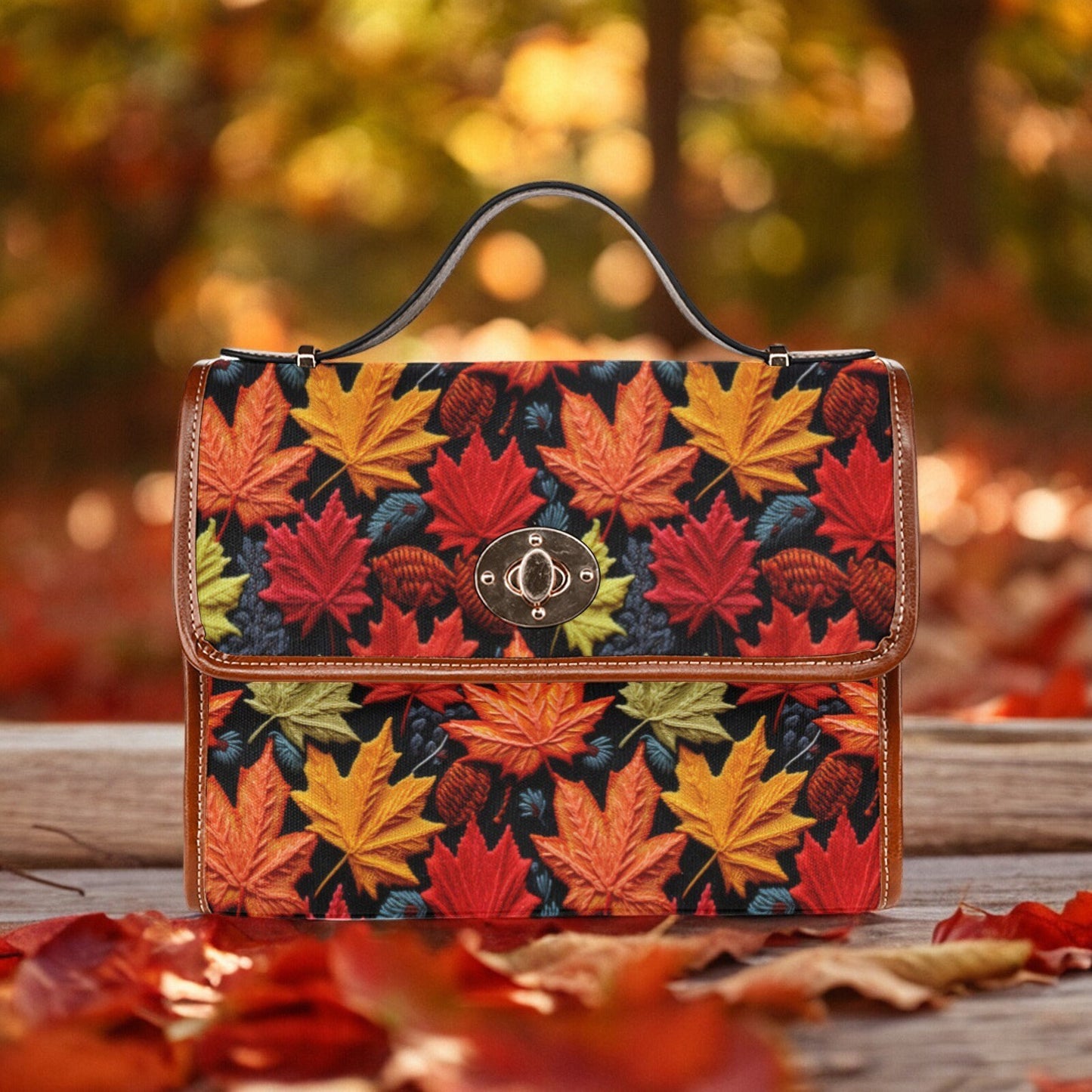 Canvas Halloween Bag, October Crossbody, Pumpkin Spice, Embroidered Bag, Women Bag, Fall Purse, Novelty Purse, Fall Leaves, Thanksgiving