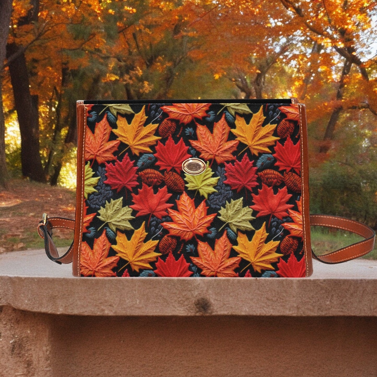 Canvas Halloween Bag, October Crossbody, Pumpkin Spice, Embroidered Bag, Women Bag, Fall Purse, Novelty Purse, Fall Leaves, Thanksgiving