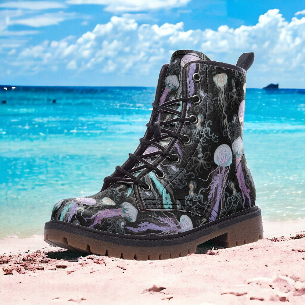 Combat Boots, Mens Leather Boots, Witch Shoes, Jellyfish Shoes, Women's Platform, Cottagecore, Novelty Boots, Summer Shoes,