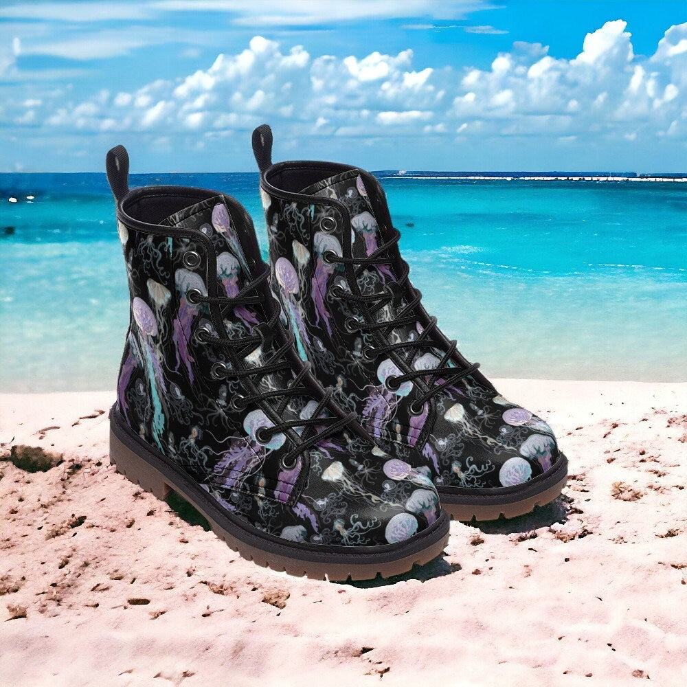 Combat Boots, Mens Leather Boots, Witch Shoes, Jellyfish Shoes, Women's Platform, Cottagecore, Novelty Boots, Summer Shoes,