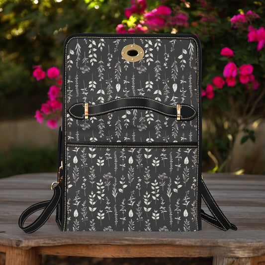 Satchel, Canvas Crossbody Bag, Cats Purse, Tote Bag, Cross Body Bag, Wildflowers Bag, Summer Purse, Black and White Bag