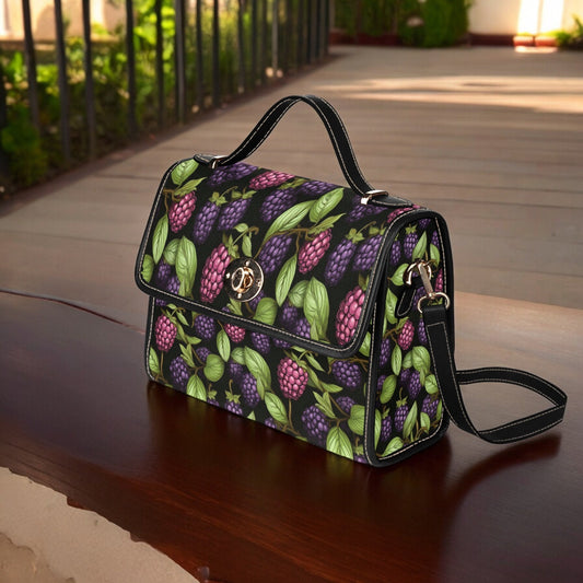 Satchel, Canvas Crossbody Bag, Moody Purse, Tote Bag, Cross Body Bag, Fruit Bag, Summer Purse, Blackberries Bag, Raspberry Purse