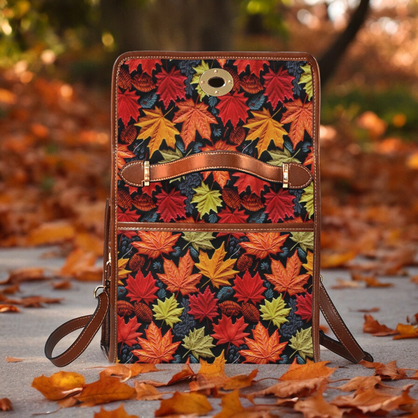 Canvas Halloween Bag, October Crossbody, Pumpkin Spice, Embroidered Bag, Women Bag, Fall Purse, Novelty Purse, Fall Leaves, Thanksgiving