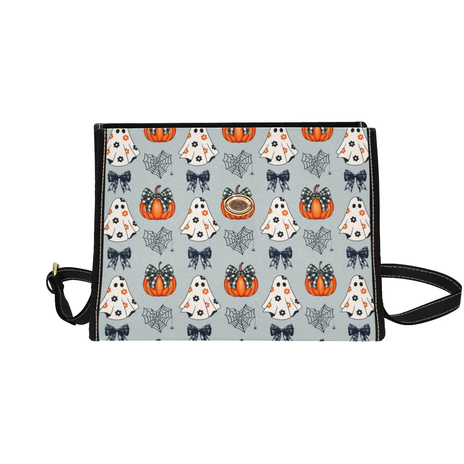 Canvas Halloween Bag, Coquette, Cute Ghost Purse, October Crossbody, Gift for Witchy Lovers, Satchel, Cute Woman Cross Body Bag, Boho Bag