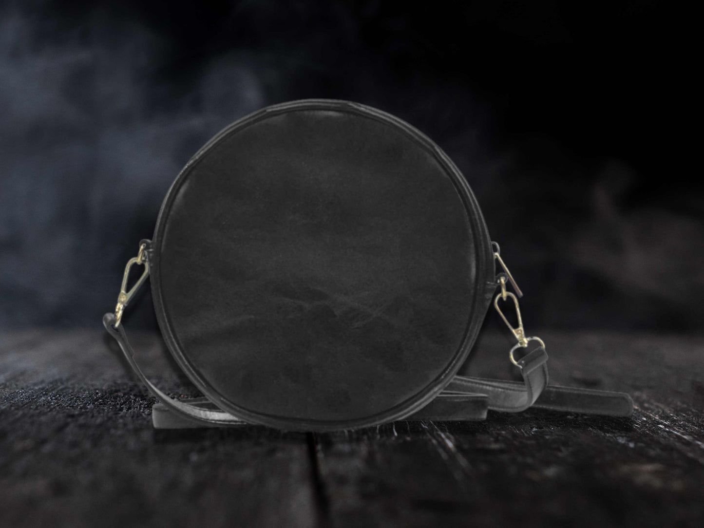 Haunted House Vegan Leather Round Castle Halloween Bag October Crossbody Pumpkin Spice Gift for Witchy Lovers Fall Leaves Handbag